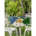 thumbnail image 2 of Outdoor Tablecloth with Umbrella Hole and Zipper, Green Christmas Tree Round Table Cloth 54 Inch Waterproof Tablecloth, Golden Xmas Tree Winter Snowflake Rustic Picnic Table Cover for Patio Camping, 2 of 7