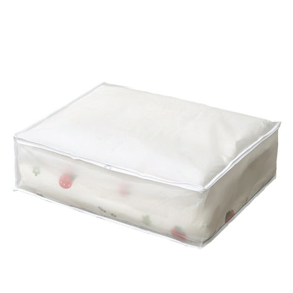 Qholemyo Foldable Odorless Moistureproof Plastic Underbed Storage Box For Pillows Coats Blankets White Translucent With Clothes Storage Organizer Cloth Organizer