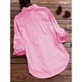 thumbnail image 3 of WTXUE Blouses & Tops Long Sleeve, Notch Neck Cotton Women's Plaid Lapel Vintage Shirt Top Plaid | Casual for Women Pink 3XL, 3 of 4