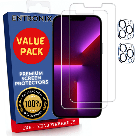 Screen Protector Bundle with Camera Cover Designed for Apple iPhone 12 Pro Max Clear Screen Protector 9H Hardness,Bubble Free with Easy Install,2 PACK Glass and Camera For iPhone 12 Pro Max