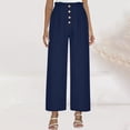 thumbnail image 2 of Timegard Lounge Pants for Women Elastic Waist Button Straight Leg Solid Color Lightweight Crop Trousers, 2 of 4