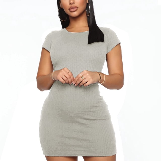 PENGXIANG Robe d'Été pour Femmes Col Serré Sexy Sac Hip Ultra Courte Robes Mélanges Coton Noir TG