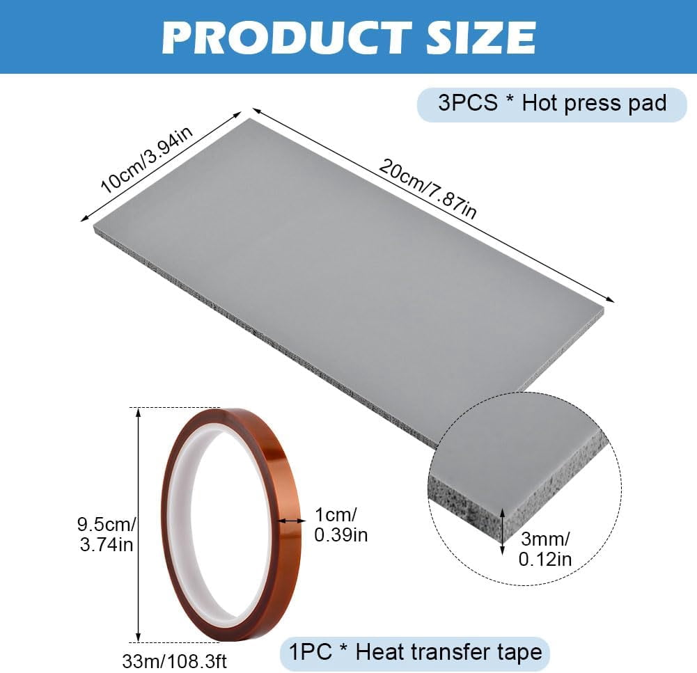 Silicone Heat Press Mat for HTV Transfer Vinyl with Heat Transfer Tape