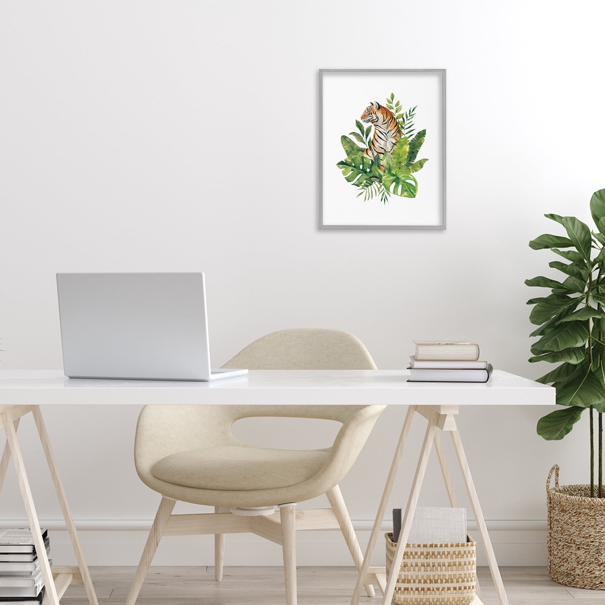 Stupell Industries Exotic Jungle Tiger Gray Framed Giclee Art, design by Bethany Sandoval