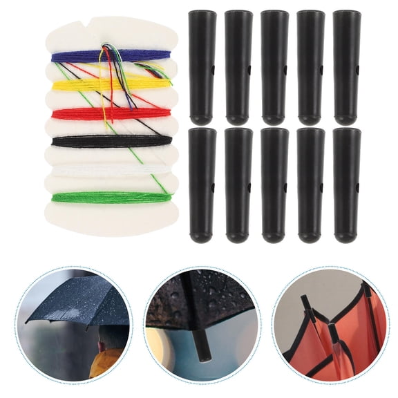 TABLZONE 10 Pcs Black Plastic Umbrella Tail Beads Replacement Parts for Easy Repair and Use
