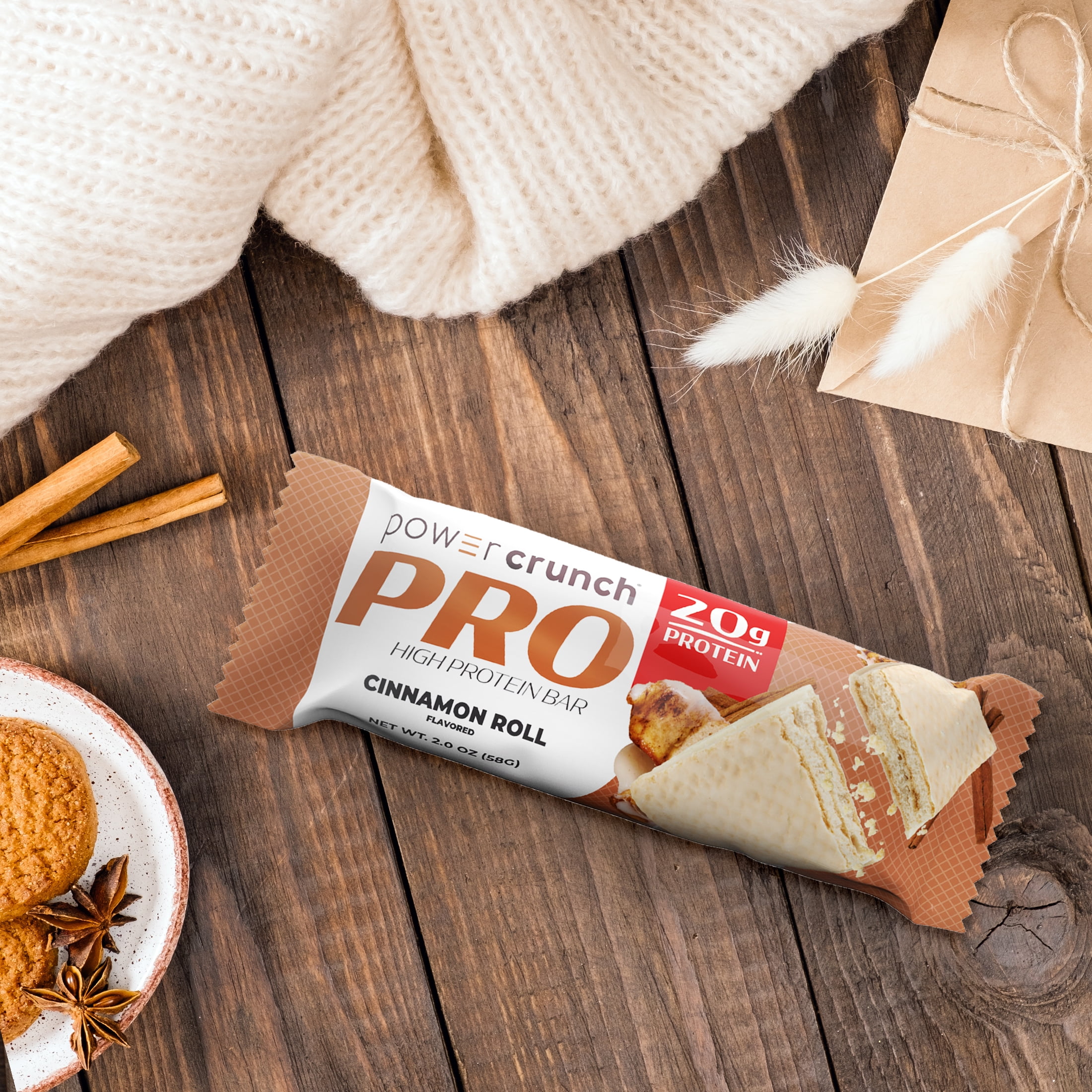 (2 pack) Power Crunch PRO Cinnamon Roll High Protein Bar, 20g Protein, 2 oz, 4 Ct