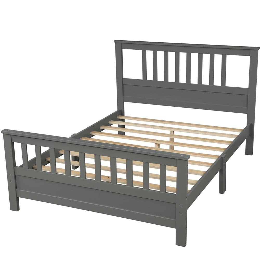 Clearance! Full Bed Frame, Gray Full Platform Bed Frame with Headboard