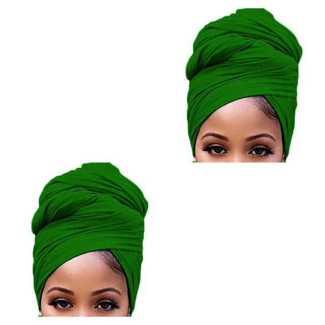 Sonducket Hijab interior con nudo de turbante largo, gorro multiusos a prueba de polvo, gorros, gorro, accesorios para mujer, verde brillante Verde brillante 2piezas Sonducket CBP468082