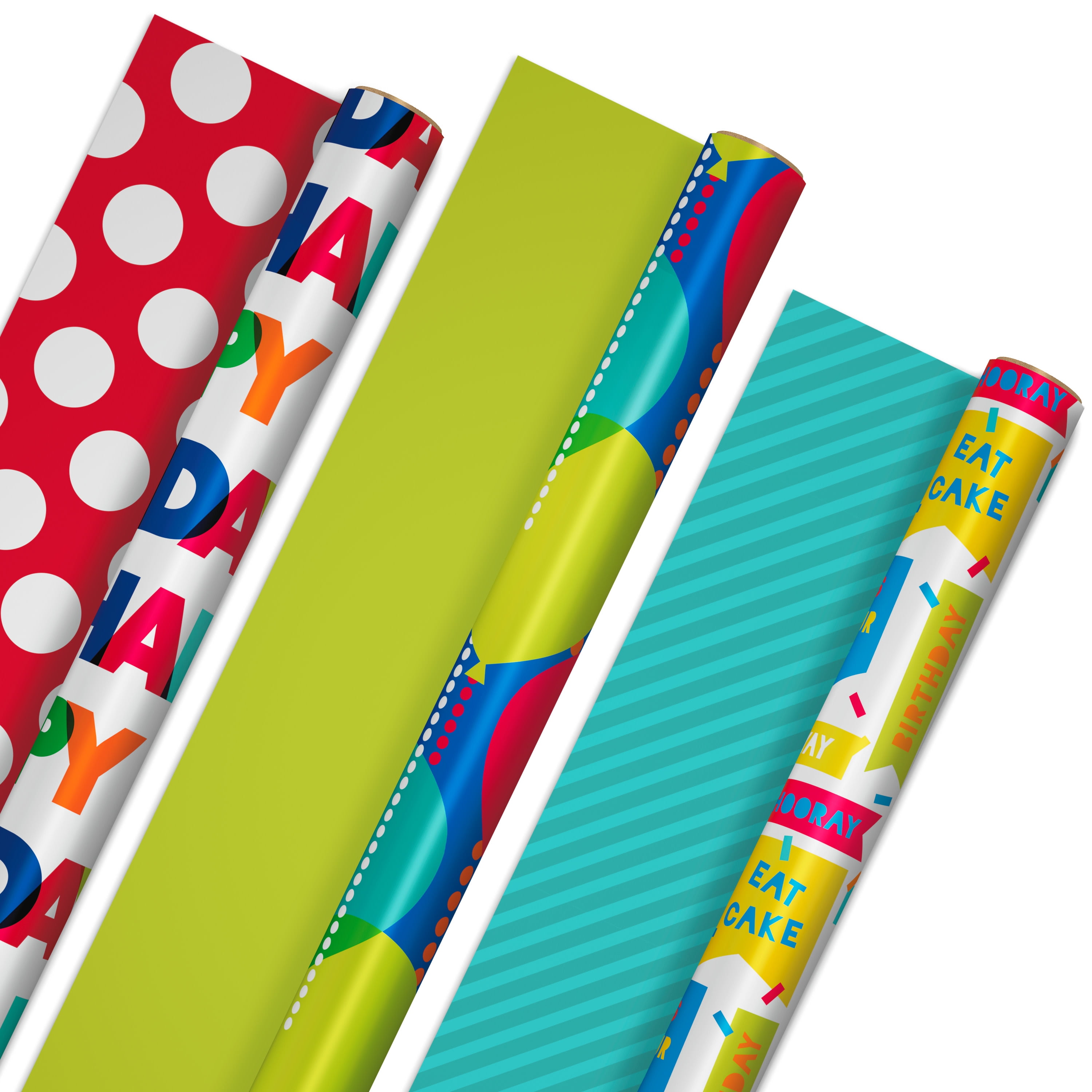 Hallmark Reversible Birthday Wrapping Paper Bundle (3Pack 75 sq. ft