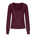 thumbnail image 4 of Lilgiuy Women's Fashion Casual Long Sleeve Comfortable Solid Color Sweatshirt V-Neck Tops Blouse for Women Trendy Going Out, 4 of 5