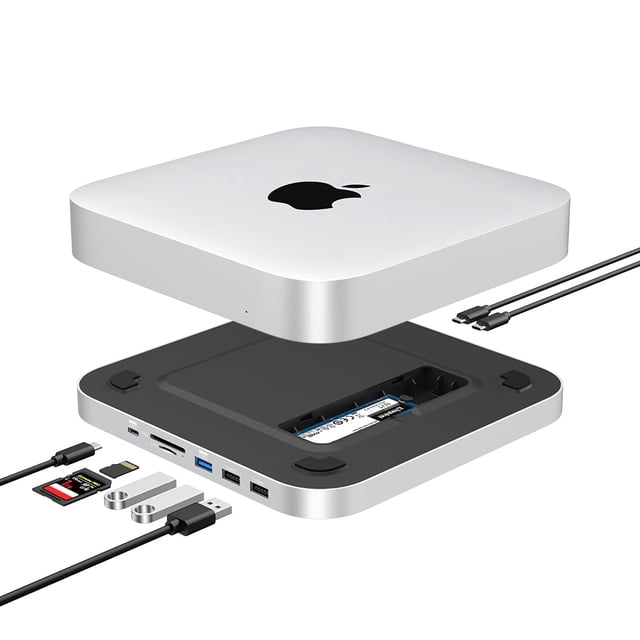 Hub Mac mini GEWOKLIY con carcasa M.2 NVMe 9 puertos en 1