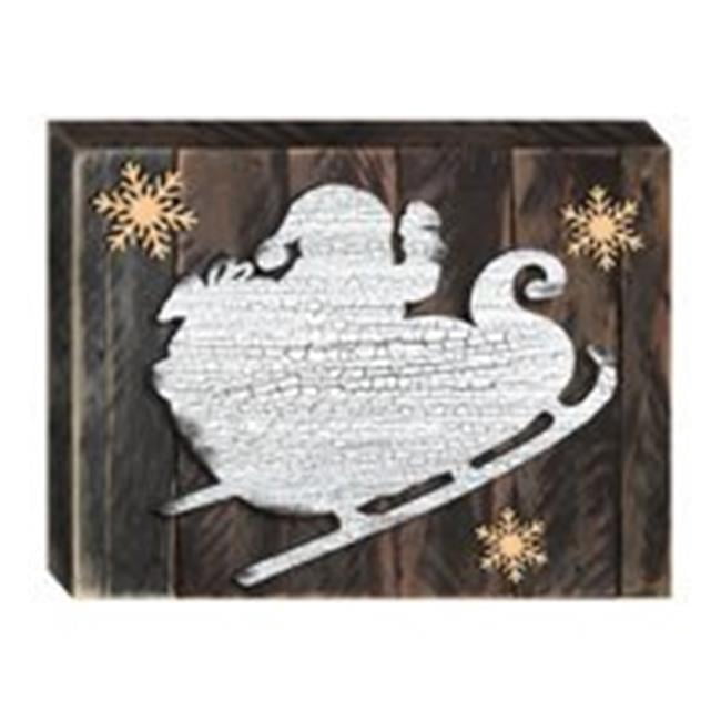 Designocracy 98816-12 Sleighing Santa Art on Board Wall Decor