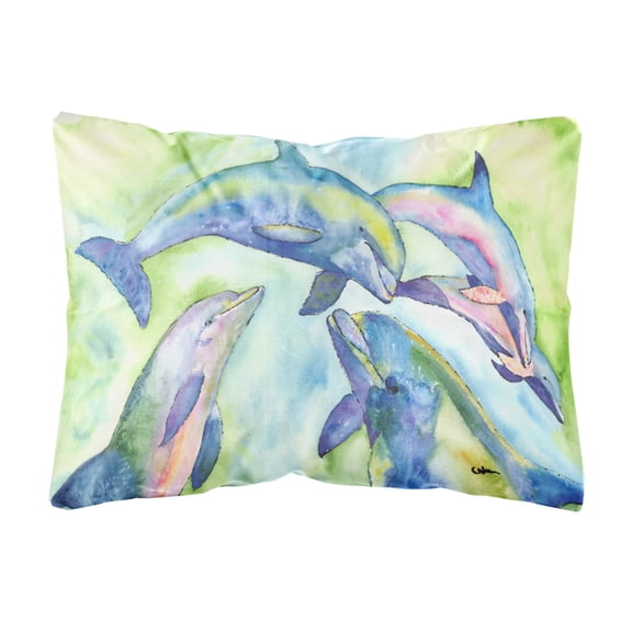 Carolines Treasures 8548PW1216 Dolphin Canvas Fabric Decorative Pillow, 12H x16W, multicolor