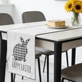 thumbnail image 6 of Easter Table Runner - Premium Double-Layer Cotton Linen Fabric, Hand Embroidered Bunny Design (Front) & Black White Plaid (Back) - Kitchen Dining Room Home Party Decoration, 6 of 11
