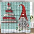 thumbnail image 3 of Christmas Gnome Shower Curtain Cute Snowman Abstract Wood Christmas Tree Ornaments Bathroom Decor with Hooks 72"x72", 3 of 7