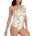 thumbnail image 3 of Honeii Rabbit And Milk Tea for women's one-piece swimsuit featuring a chic one-shoulder design experience elegance and style in the water-Large, 3 of 6