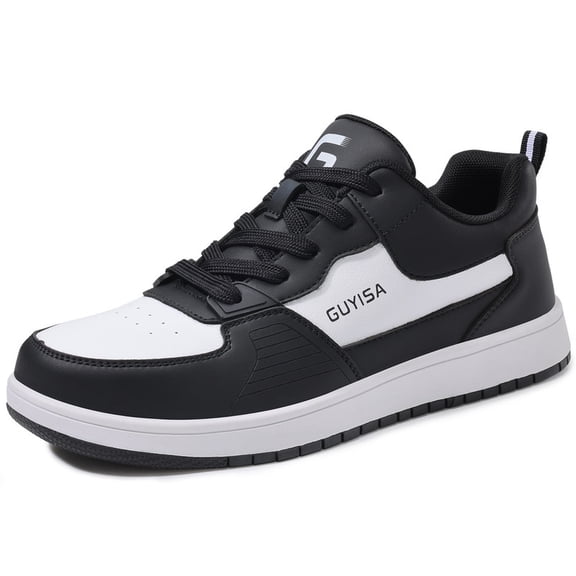 LAoutun Work Shoes for Men Steel Toe Shoes for Men Cushioning Steel Toe Construction Footwear Black