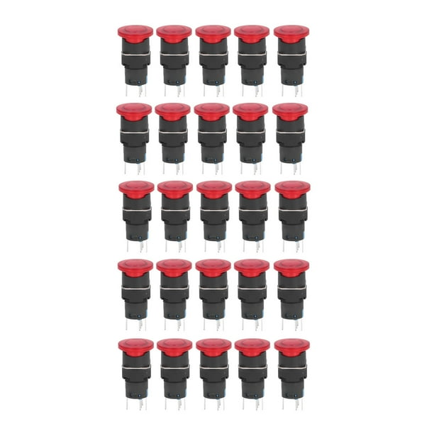 Red Mushrooms Heads Switches, Mushroom Head Button Switch Impact Resistance Age Prevention 25Pcs