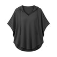 thumbnail image 3 of fatyb Womens Short Sleeve Hoodies V Neck Drawstring Pullover Tops Lightweight Summer Shirts with Hood, 3 of 7
