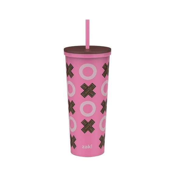 Valentine's Day 22 oz Plastic Hershey's Bar Insulated Tumbler with Straw, XO Design