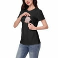 thumbnail image 2 of THDHVS Maternity Shirts for Women,Maternity T Shirts,Womens Maternity Shirts Casual Textured Short Sleeve Crew Neck Spring Summer Pregnancy Tops Black 2XL, 2 of 7
