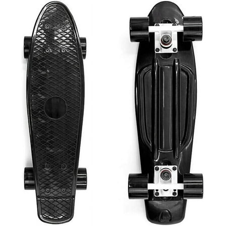 AZM Displays 22" Complete Cruiser Skateboard with Black Deck and Black Wheels, Fully Assembled