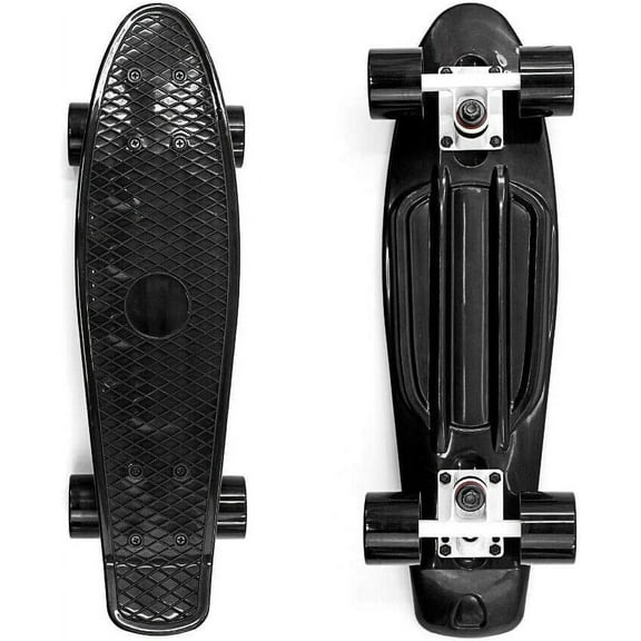 AZM Displays 22" Complete Cruiser Skateboard with Black Deck and Black Wheels, Fully Assembled