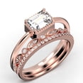 thumbnail image 3 of Minimalist 2.00 Carat Emerald Cut Diamond Moissanite Engagement Ring, Wedding Ring in 925 Sterling Silver With 18k Rose Gold Plating, Promise Ring, Anniversary Ring, Trio Rings Set, 3 of 4