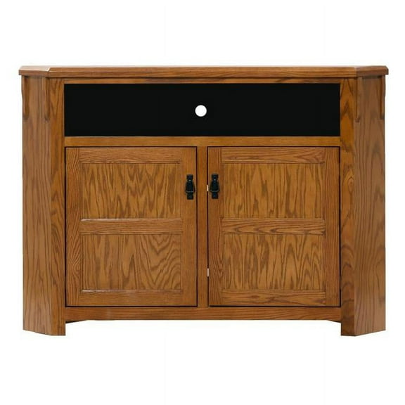 Oak Tall Corner TV Stand, Medium