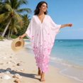 thumbnail image 5 of Xixirimido Pink Starburst Print Womens Plus Size Kaftan Dress V Neck Batwing Sleeve Beach Cover Up Swimsuit Coverups Summer Lounge Caftan Dress, 5 of 7