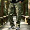 thumbnail image 2 of Cmfcve Water Repellent Cargo Pants for Men Drawstring Waist Casual Pants Straight Leg Hiking Pants, 2 of 7