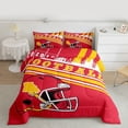 thumbnail image 2 of jejeloiu Football Game Helmet Queen Comforter Set,Yellow Red Bedding Comforter Set For Boy Men Reversible 3pcs, 2 of 8