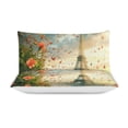 thumbnail image 3 of Blossoming Paris Eiffel Tower 3 Pieces Duvet Cover with Zipper Closure,Premium Polyester Lightweight Bedding Set, 3 of 6