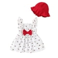 thumbnail image 3 of xfsWaSs Infant Baby Girl Dress Summer Dresses Cherry Print Bow Sleeveless Ruffle Sundress With Hat Beach Outfit For Infant Toddler 18-24 Months, 3 of 9