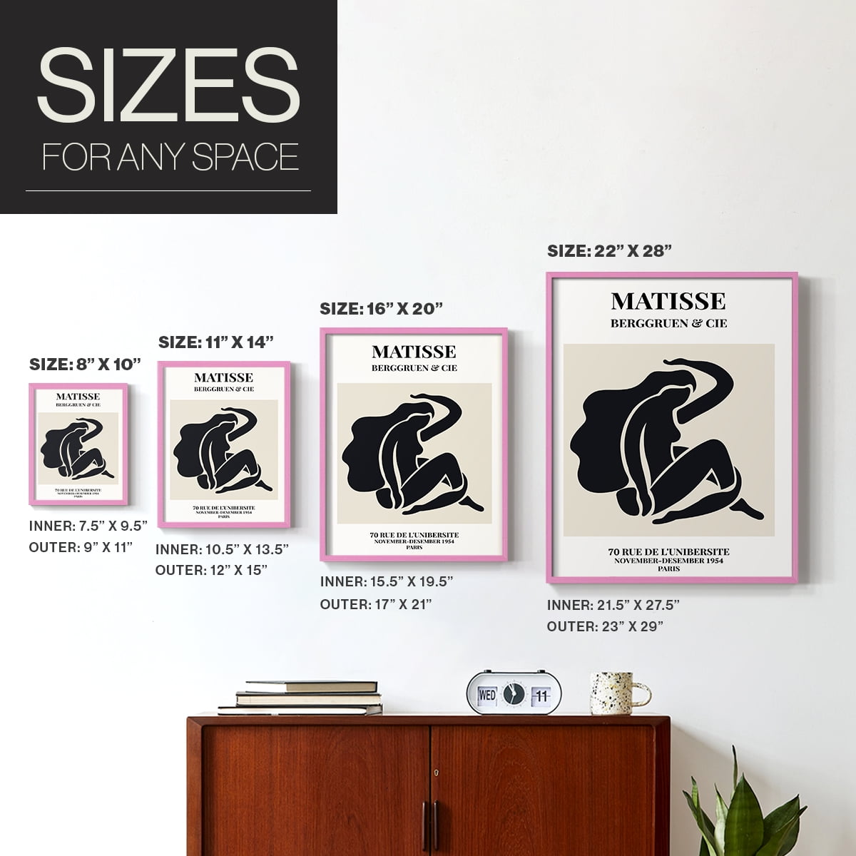 Matisse CXLIV Framed Print in Pink Solid Wood 11 x 14 Framed Print