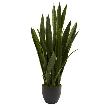 Nearly Natural 35" Sansevieria Artificial Plant with Black Planter