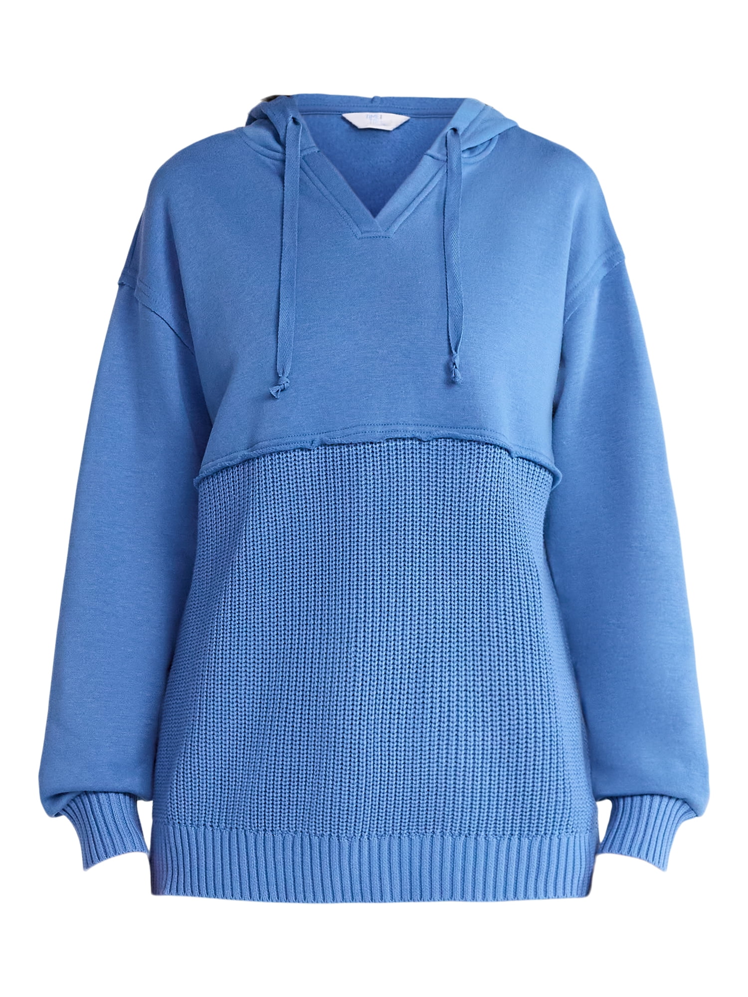Time and Tru Women's Mixed Media Hoodie, Sizes XS-XXXL