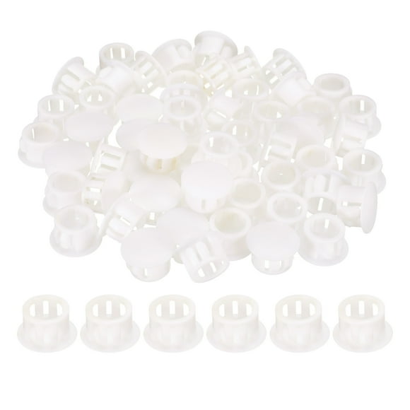 Unique Bargains 100pcs Nylon Plastic Hole Plugs, 1/2"(13mm) Round Drill Screw Hole Plugs Covers for Kitchen Cabinet Furniture White