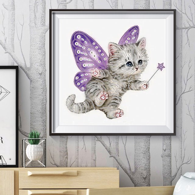 Cuadros Decorativos 5D pieza de bricolaje especial en forma de taladro diamante pintura Cat Art Decor (YX292) Ehuebsd embutido en tela