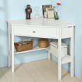 thumbnail image 1 of Haotian FWT31-W White Corner Desk, Triangle Table Desk with Drawer and Shelf, Home Office Desk Computer Workstation,Corner Computer Desk, 1 of 5