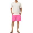 thumbnail image 2 of INSPIRE CHIC Men's Summer Solid Color Beach Drawstring Waist Mesh Lining Swim Shorts Pink 30, 2 of 6
