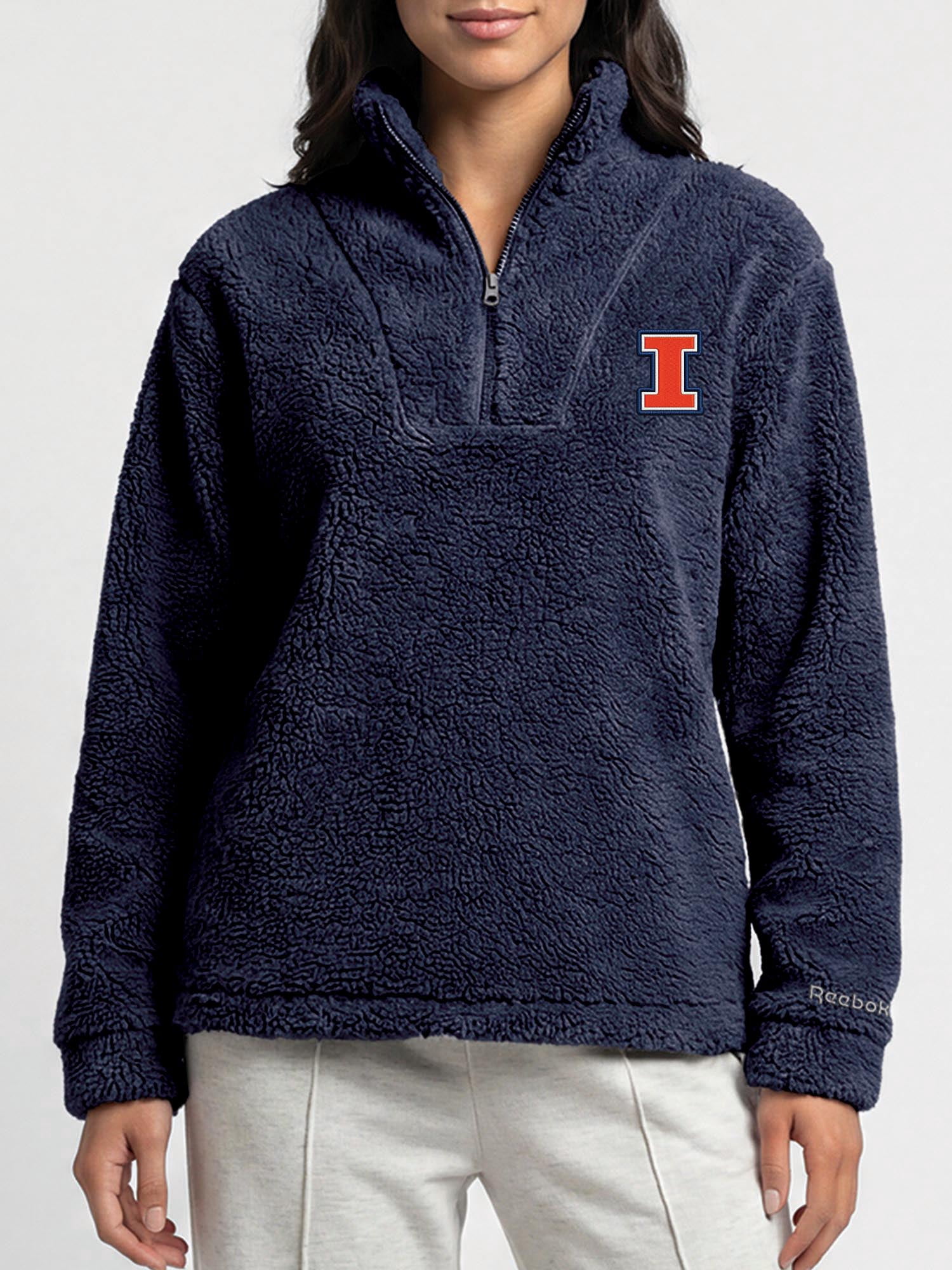 Illinois Fighting Illini Reebok Womens Relaxed Fit Qtr Zip Sherpa Pullover