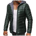 thumbnail image 2 of Brilliant Overalls for Men Plus Size Winter Clearance Youth Zipper Thicken Hooded Collar Solid Color Casual Black Cotton Jacket, 2 of 9