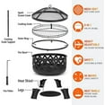 thumbnail image 3 of 2 in 1 Fire Pit with Cooking Grate 30'' Wood Burning Firepit Outdoor Fire Pits Steel Firepit Bowl Outside with Swivel BBQ Grill, Spark Screen, Poker for Backyard Garden Bonfire Patio$$Garden & Patio, 3 of 8