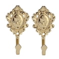 thumbnail image 2 of 2pcs Rose Pattern Vintage Zinc Alloy Drapery Curtain Holdbacks Tieback Hooks (Golden), 2 of 6
