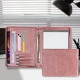thumbnail image 2 of Zipper Binder Portfolio for Women, 3 Ring Binders 1 inch, PU Leather Padfolio Folder, Business Portfolio Organizer with A4 Legal Pads, Thin Leather Professional Binder, Gift for Her, Rosegold, 2 of 9