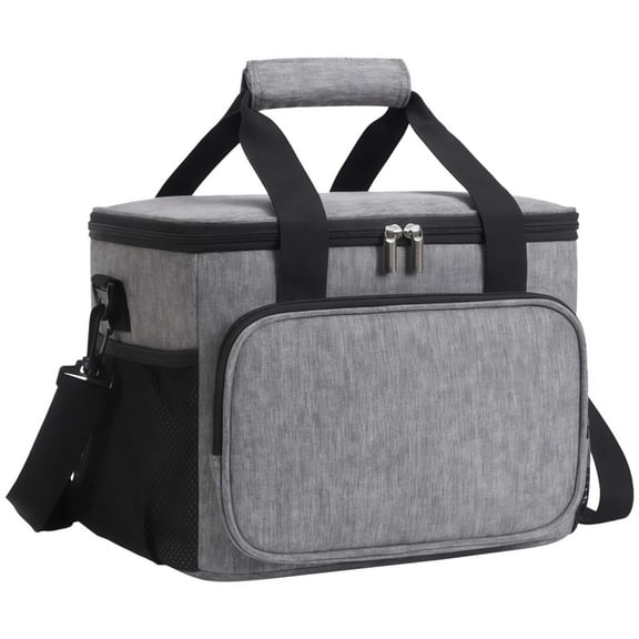 Large Insulated Picnic Bag, Waterproof Outdoor Insulated Bag, Adjustable Shoulder Strap, Front Zipper Pocket, Oxford Fabric, Great for Outdoor Use, Gray
