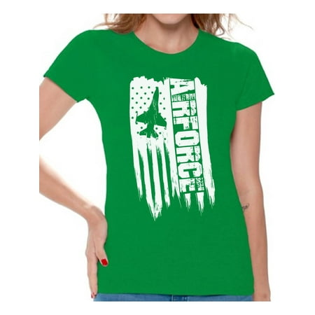 Air Force One In Women Awkward Styles American Flag Airforce Women Shirt Stripes and Stars USA Airforce Women T shirt USA Pride 4th of July Airforce Tshirt for Women United States Patriotic Airforce Women T-shirt ()
