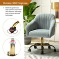 thumbnail image 4 of Velvet Home Office Desk Chair Rolling Vanity Armchair Computer Swivel Chairs Adjustable Adult Grey, 4 of 11