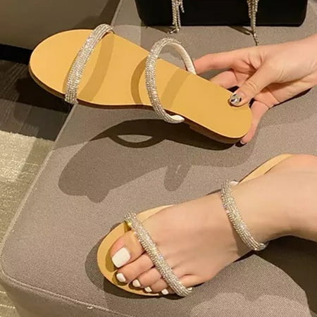 

Women Shoes Outer Wear Summer Fashion Flat Rhinestones Women Slipper